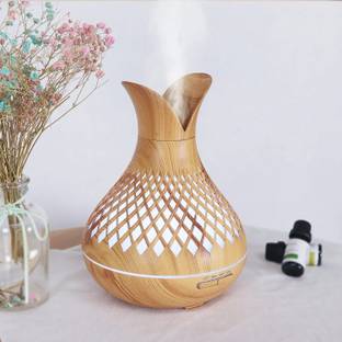 ShoppoWorld Wooden Pot Aroma Humidifier With 7 Lights for Home, Office, Car Portable Room Air Purifie...