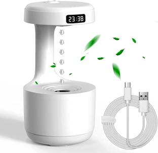 DRUMSTONE Anti-Gravity Cool Mist Humidifier | LED Clock & Aroma Diffuser Portable Room Air Purifier