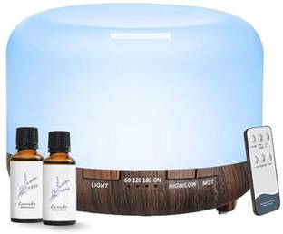 Fleming's Ultrasonic Humidifier for room 500ml with Remote Control & Essential Oil Portable Room Air P...