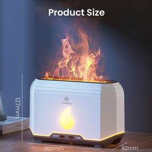 ELEPHANTBOAT 200ml Humidifier Flame Humidifier Essential Oil Diffuser with Remote Control Portable Roo...