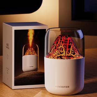sanbhav Volcano Flame Humidifier with LED Light – 3D Lava Mist Diffuser Portable Room Air Purifier