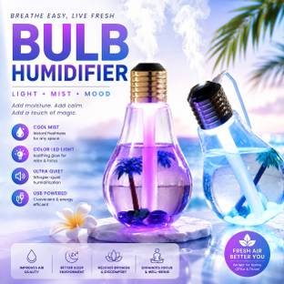 CandC Bulb Humidifier with Cool Mist, Color LED Light & Ultra-Quiet USB Operation Portable Room Air Pu...