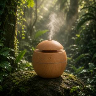 GDENTERPRISES Wood Grain Ultrasonic Aroma Diffuser Humidifier with LED Night Light Portable Room Air P...