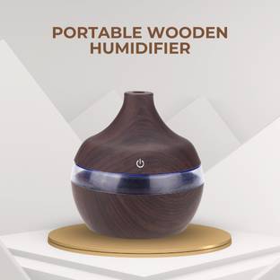 sanbhav Mini Atomization Wood Grain Cool Mist Humidifier with LED Light for Home Office Portable Room ...
