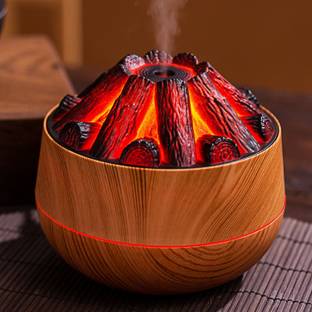 sanbhav Charcoal Fire Essential Oil Diffuser LED Flame Mist Aroma Humidifier Portable Room Air Purifie...