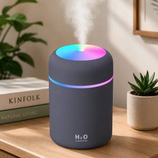 UDropMore Mini Air Humidifier USB Powered, Quiet Mist Diffuser with RGB Night Light, Grey Portable Roo...