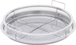 Gyanadh Air Fryer Basket for Oven,2 Pieces Set Round Silver Mesh Basket Airfryer Grill Pan