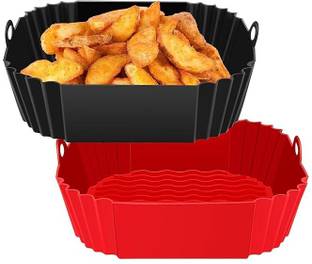 Seseno Pack Of 2 Eco-Safe Silicone Tray – Fits Square Air Fryer Baskets Airfryer Tray