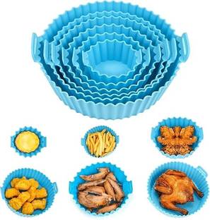 Tanlesa 6 Pieces Silicone Liners Round Food Safe Non Stick Air Fryer Basket Airfryer Tray