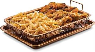 heet Air Fry Crisper Basket Non Stick Grill Basket with Baking Pan for Kitchen Airfryer Tray