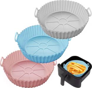 Seseno 3 Pcs grey,Blue and pink Grill-Like Air Fryer Tray Airfryer Tray