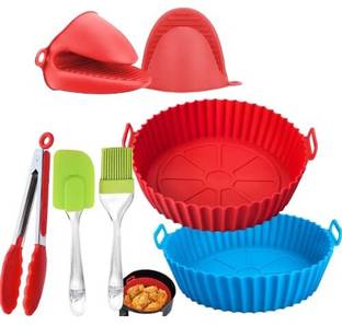 VALTUJA Air Fryer Liners I Round Silicone Basket Baking Tray 1PC (MULTI) Airfryer Tray Air Fryer