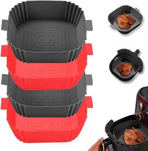 Seseno Pack Of 4 Food Safe Silicone Tray – Square Insert for Fryers Airfryer Tray