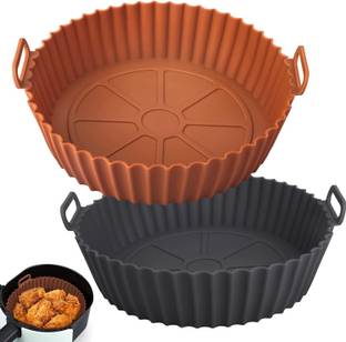 MINITUL Silicone Air Fryer Basket Liners Round Reusable, Food Safe Air fryer Bowl-3PCS Airfryer Tray