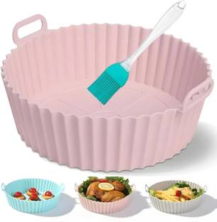 coolcold Silicone Baking Accessories with Ear Handles with Cleaning Brush Airfryer Tray