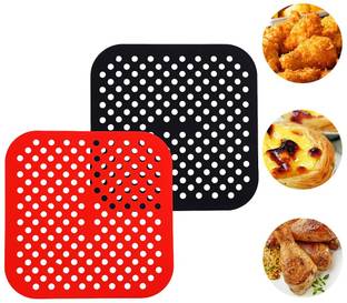 GOPINATH AUTOLINK Reusable Silicone Air Fryer Liners sheet Accessories, Square Oven Pads Square-2p Airfryer Tray