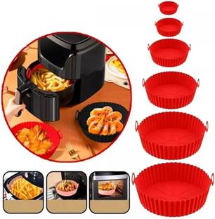 Viradiya's Nonstick Reusable Air Fryer Silicone Tray, 6 Pcs set, Multicolor, Airfryer Tray