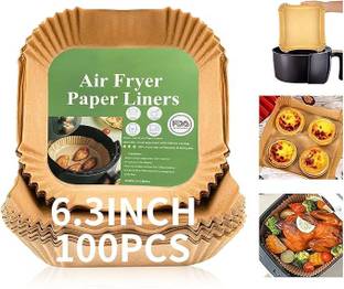 Seseno Pack Of 100 Air Fryer Paper Tray for Cakes – Non-Stick Baking Liner Airfryer Tray