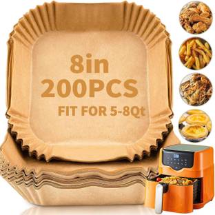 KESOL 200pc Square Air Fryer Disposable Paper Liner, Non-Stick Paper, Oil-Proof Tray