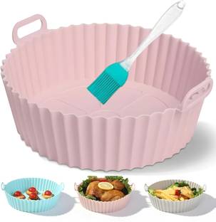 coolcold Silicone Baking Accessories with Ear Handles with Cleaning Brush Airfryer Tray