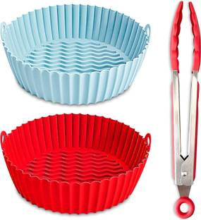 ITUSHA 9 Inch Tongs with Silicone Tip Airfryer Tray