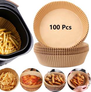 SANCORP 100pc Air Fryer Disposable Paper Liner, Non-Stick Paper, Oil-Proof & Water-Proof Airfryer Tray