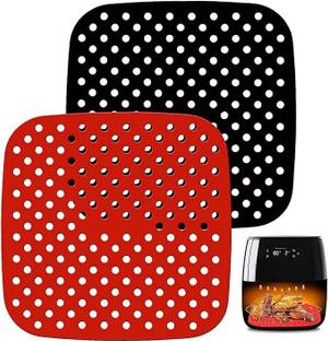 msenterprise Silicone Liners Non Stick Easy Clean Air Fryer mat Oven Baking Pack2 Square Airfryer Tray