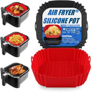 ZORIADA Silicone Air Fryer Liners Reusable Non-Stick AirFryer Pot Food-Grade Accessories Airfryer Tray