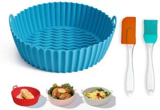 LIJIE Air Fryer Tray-Blue Food Safe Heating Baking Tray, With 1 Oil brush & 1 Spatula Airfryer Tray