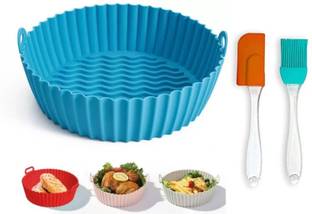 LIJIE Air Fryer Tray-Blue Food Safe Heating Baking Tray, With 1 Oil brush & 1 Spatula Airfryer Tray