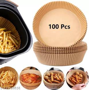 BIGMOTHERS 100pc Air Fryer Disposable Paper Liner, Non-Stick Paper, Oil-Proof & Water-Proof Airfryer Tray