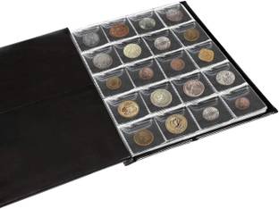 Ang Money Pocket Storage Coin leather Book 240 Holders Collection Trasnsparent black Album