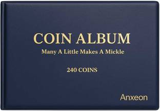 AnXeon 240 Pockets Coin Holder Collection Storage Album Book for Collectors Coin Bank Album