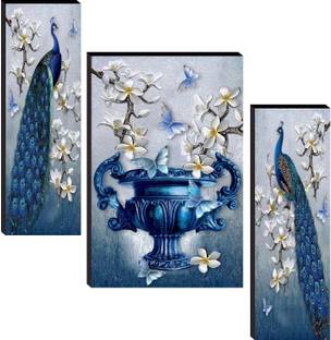SNDArt (8675)Set Of 3 Peacock With Flower Pots Home Decor 3D_A26 Album