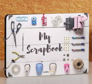 WEBELKART Wooden Printed DIY Photo Album Scrapbook Memory Book, Photo Album Album
