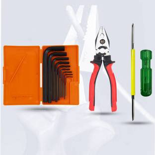Hillgrove HGCM284M1 9Pcs Hex Allen Key Kit with 2in1 Screwdriver and Plier L ShapeTool Set Allen Key Set