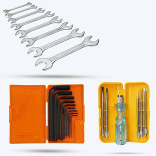 Hillgrove HGCM334M1 9Pcs Allen Key with 8Pcs Double Open End Wrench and 5in1 Screwdriver Allen Key Set