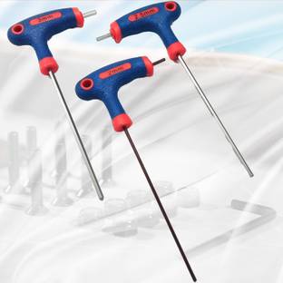 4MECH 2mm + 2.5mm + 3mm T-Type Chrome Vanadium Hardened Steel (Pack of 3) Allen Key Set