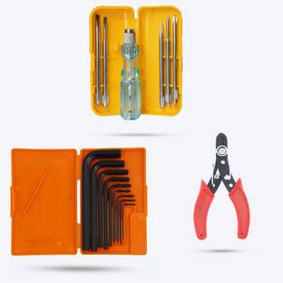 Hillgrove HGCM328M1 9Pcs Full Hex Allen Key Kit with 5in1 Screwdriver and Wire Cutter Allen Key Set