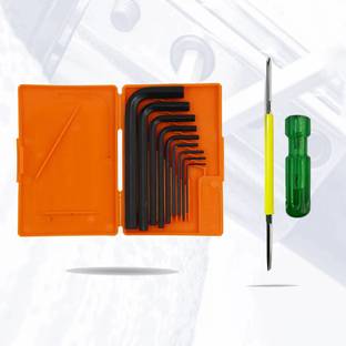 Hillgrove HGCM3M1 9Pcs Hex Kit with 2in1 Screwdriver for Bike/Bicycle/Guitar Allen Key Set