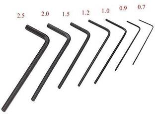 AASONS Allen Key Set Micro Size 7 pcs Metric (0.7, 0.9, 1.0, 1.2, 1.5, 2.0, 2.5) mm Allen Key Set