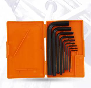 Hillgrove 9 Pieces AKS2 Full Hex Allen Key Kit Bolt Spanner Goti Wrench L Shape Repair Tool Set for Bike/Bicycle/Cycle/Guitar Allen Key Set