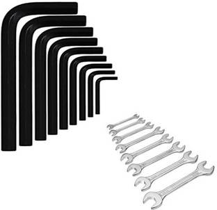 Red Champion 9Pcs Allen Key Kit for Bike/Bicycle/Guitar With 8 Piece Double Sided Open Wrench Allen Key Set