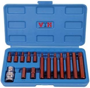VTH 15 Pcs Hex Screwdriver Bits with Storage Box 4-12mm Compatible with Ratchet Allen Key Set