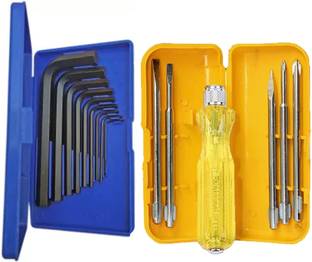 Kshivi 5 Pcs Combination Screwdriver Set with 9 Pcs Allen Key Set For Bike/Cycle/Guitar Combination Screwdriver Set