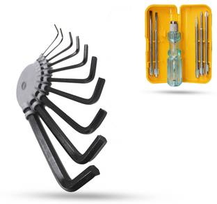 Hillgrove HGCM574M1 Hex Allen Key with 5in1 Screwdriver Bolt Spanner Wrench L Shape Tool Allen Key Set
