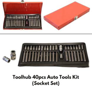Toolhub 40Pcs Hex/Torx Set | Garage Tools Equipment For Auto Repair, 1/2'' 3/8'' Adaptor Socket Set