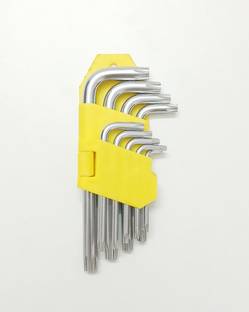 TOM 9 Pcs. CRV Torx Key Set (T-10, T-15, T-20, T-25, T-27, T-30, T-40, T-45, T-50) Allen Key Set