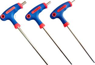 4MECH 4mm + 5mm + 6mm T-Type Chrome Vanadium Hardened Steel (Pack of 3) Allen Key Set