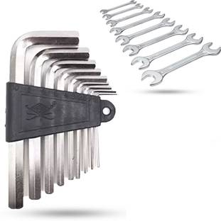 Hillgrove HGCM484M1 Hex Allen Key with 8Pcs Double Open End Wrench Set Bolt Spanner Tool Allen Key Set